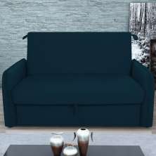 Sofá Cama com Baú 2 Lugares Ethan Suede Azul