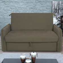 Sofá Cama com Baú 2 Lugares Ethan Suede Cappuccino