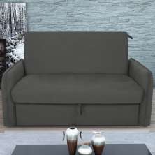 Sofá Cama com Baú 2 Lugares Ethan Suede Cinza 