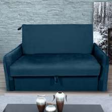 Sofá Cama com Baú 2 Lugares Ethan Veludo Azul