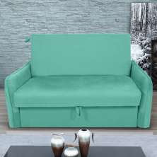 Sofá Cama com Baú 2 Lugares Ethan Veludo Verde Menta