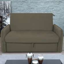 Sofá Cama com Baú 2 Lugares Furbogh Suede Cappuccino