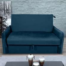 Sofá Cama com Baú 2 Lugares Furbogh Veludo Azul