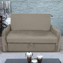Sofá Cama com Baú 2 Lugares Furbogh Veludo Cappuccino