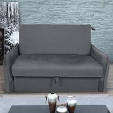 Sofá Cama com Baú 2 Lugares Furbogh Veludo Cinza