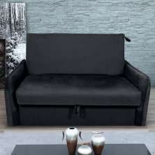 Sofá Cama com Baú 2 Lugares Furbogh Veludo Inca Preto