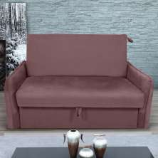 Sofá Cama com Baú 2 Lugares Furbogh Veludo Rosê