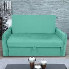 Sofá Cama com Baú 2 Lugares Furbogh Veludo Verde Menta