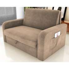 Sofá Cama com Baú 2 Lugares John Suede Bege