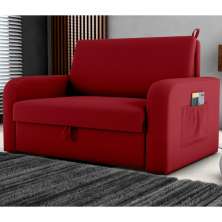 Sofá Cama com Baú 2 Lugares John Veludo Maserati Vermelho