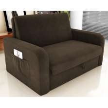Sofá Cama com Baú 2 Lugares Numey Suede Cappuccino