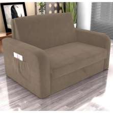 Sofá Cama com Baú 2 Lugares Numey Veludo Cappuccino