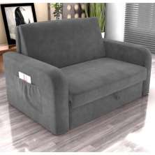 Sofá Cama com Baú 2 Lugares Numey Veludo Cinza