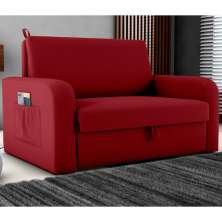 Sofá Cama com Baú 2 Lugares Numey Veludo Maserati Vermelho