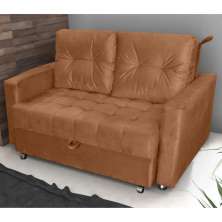 Sofá Cama para Sala de Estar Cross Veludo Ferrugem