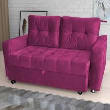 Sofá Cama para Sala de Estar Cross Veludo Turkey Marsala