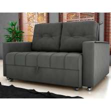 Sofá Cama para Sala de Estar Remy Veludo Maserati Chumbo