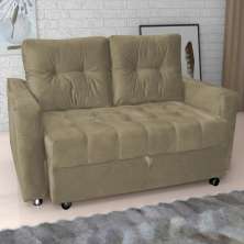 Sofá Cama para Sala de Estar Remy Veludo Turkey Cappuccino 
