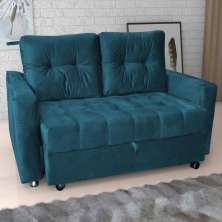 Sofá Cama para Sala de Estar Remy Veludo Turkey Petróleo 