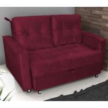 Sofá Cama para Sala de Estar Remy Veludo Vinho