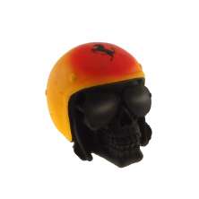 Caveira Decorativa Resina Boné Ferrari Cor Laranja 14X16X14cm