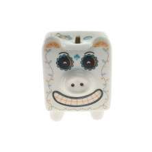Cofre Personalizado Cerâmica Porco Mexicano Branco 14x10x11