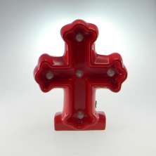 Cruz De Cerâmica Com Luz Led Vermelho