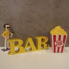 Letreiro Duplo Bar Amarelo Mdf