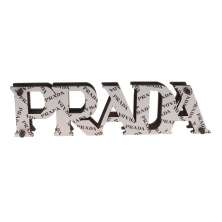 Placa Decorativa Letreiro Logo Prada MDF Cor Branco 10x30x5