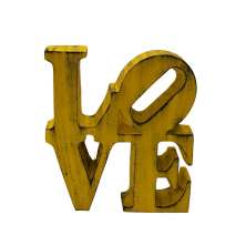 Placa Decorativa Letreiro Love em Resina 15x16x2cm Amarelo