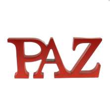 Placa Decorativa Letreiro Paz Resina 12x25x2cm Cor Vermelho