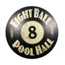 Placa Decorativa MDF 35x35 Personalizado Eight Ball 8 Preto