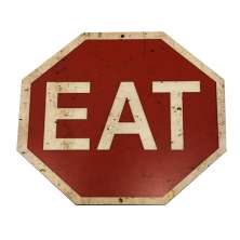 Placa Decorativa MDF Trânsito Sinal de Eat Cor Vermelho