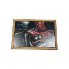 Quadro Decorativa Quarto Sala Carro 20x30Cm Madeira Vermelho