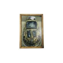 Quadro Decorativa Quarto Sala Carro Fusca Enferrujado Bege