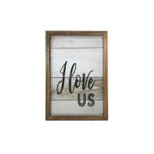 Quadro Decorativa Quarto Sala Frase I love Us 20x30 Madeira