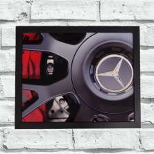 Quadro Decorativo Metal Roda Mercedes Bens Cor Preto 40x50x2