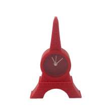 Relógio de Mesa Torre Eiffel Emborrachado Vermelho 12x8x2cm