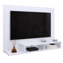 Estante Painel Suspenso TV 48 Polegadas Nicho Organizador Prateleira Decorativa Sala Quarto Moderno Dubai - Branco - RPM