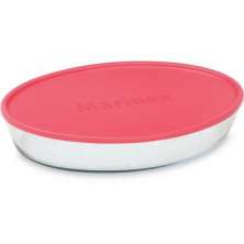 Assadeira Prática Oval com Tampa Rosa 30 cm