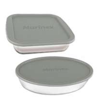 Conjunto Assadeiras De Vidro Com Tampa Marinex 02 Peças