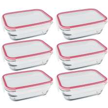 Kit 6 Potes De Vidro Retangulares Tampas Herméticas Com Travas 850ml Facilita Marinex