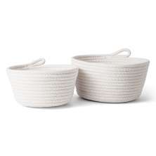Kit com 2 Cestos Cotton Off White