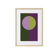 Quadro Decorativo Semicirculos Verde e Roxo