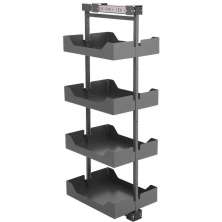 Coluna Deslizante Masutti Alta 152cm 4 Bandejas Ajustáveis Gaveteiro Organizador Cozinha Cinza