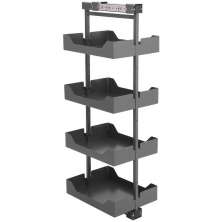 Coluna Deslizante Masutti Alta 33x48x152cm 4 Bandejas Ajustáveis Organizador Cinza Cozinha