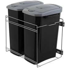 Lixeira Dupla de Cozinha 15L Deslizante Preta Masutti Corred