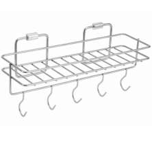 Porta Condimentos Inox de Parede Suporte Temperos 5 Ganchos