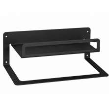 Toalheiro Preto Com Prateleira de Parede Multiuso Suporte Porta Toalha Decorativa