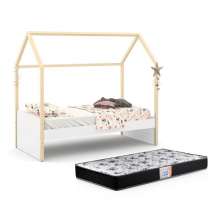 Cama Infantil Kids Liv Branco Soft/Natural com Colchão Supreme D33 - Matic Móveis